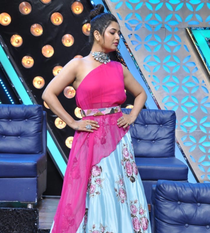 Shraddha Kapoor in black outfit with floral top